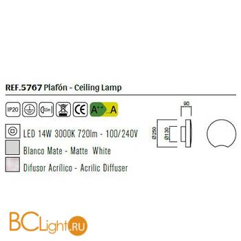 Потолочный светильник Mantra Lunas 5767 - Схема