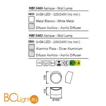 Уличный настенный светильник Mantra Mini 5482 - Схема