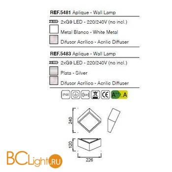 Уличный настенный светильник Mantra Mini 5483 - Схема