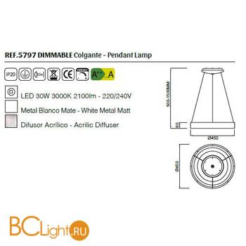 Подвесной светильник Mantra Niseko 5797 - Схема