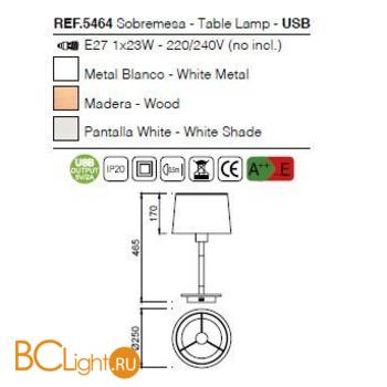 Настольная лампа Mantra Nordica 5464 - Схема
