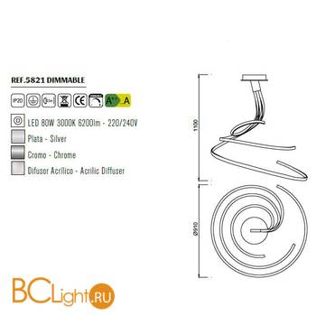 Потолочный светильник Mantra Nur 5821 - Схема