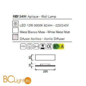 Настенный светильник Mantra Petaca 5491 - Схема
