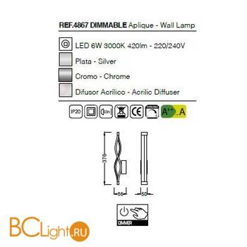 Настенный светильник Mantra Sahara 4867 - Схема