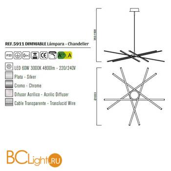 Подвесной светильник Mantra Star LED 5911 - Схема