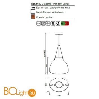 Подвесной светильник Mantra Swiss 5602 - Схема