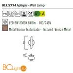 Настенный светильник Mantra Take 5774 - Схема