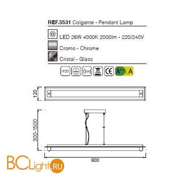 Подвесной светильник Mantra Tube 5531 - Схема