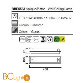 Настенно-потолочный светильник Mantra Tube 5533 - Схема
