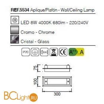 Настенно-потолочный светильник Mantra Tube 5534 - Схема