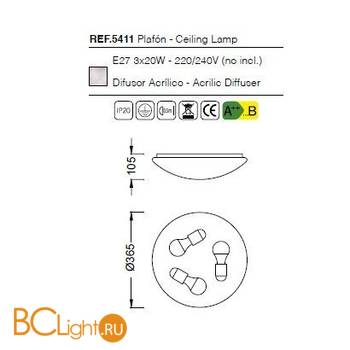 Потолочный светильник Mantra Zero 5411 - Схема