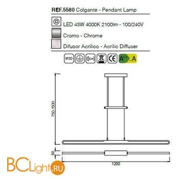 Подвесной светильник Mantra Zurich 5580 - Схема