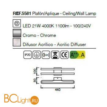 Потолочный светильник Mantra Zurich 5581 - Схема