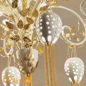 Подвесная люстра на штанге Masca Fantasia 1881/6 Bianco lucido oro - Фото 0