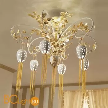 Подвесная люстра на штанге Masca Fantasia 1881/6 Bianco lucido oro