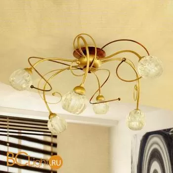 Потолочная люстра Masca Sfera 1843/6PL Oro n.1 pat+Teak / Glass 553