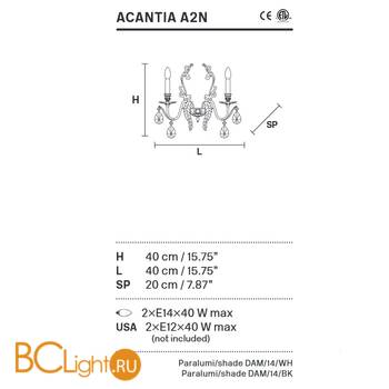 Бра Masiero Acantia A2N G03+F01 CUT CRYSTAL - Схема
