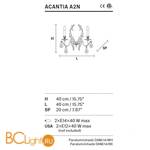 Бра Masiero Acantia A2N G03+F01 CUT CRYSTAL - Схема