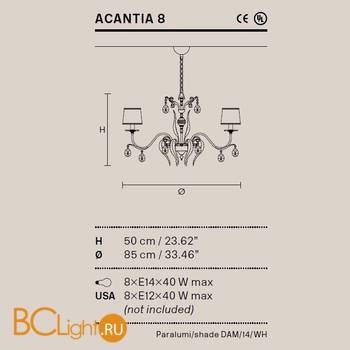 Люстра Masiero Acantia 8 V95 / DAM/14/WH Cut crystal - Схема