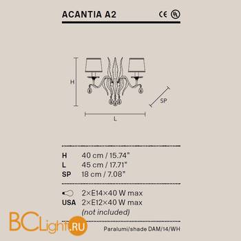 Бра Masiero Acantia A2 V95 / DAM/14/WH CRYSTALS FROM SWAROVSKI - Схема
