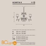 Люстра Masiero Acantia 8 G03 / DAM/14/WH CRYSTALS FROM SWAROVSKI - Схема