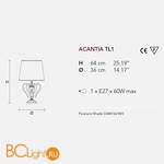 Настольная лампа Masiero Acantia TL1 G03 / DAM/36/WH - Схема
