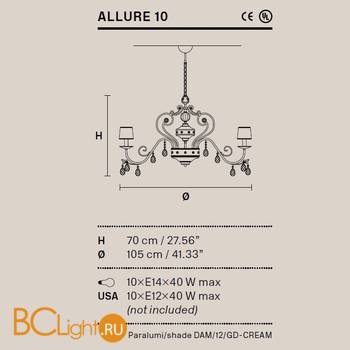 Люстра Masiero Allure 10 V96/DAM/12/GD-CREAM Swarovski elements - Схема