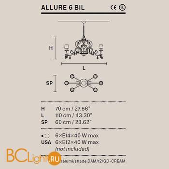 Люстра Masiero Allure 6 BIL V96/DAM/12/GD-CREAM Swarovski elements - Схема