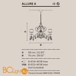Люстра Masiero Allure 6 V96/DAM/12/GD-CREAM Cut crystal - Схема