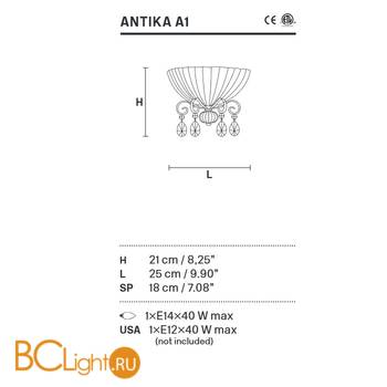 Настенный светильник Masiero Antika A1 G15 - Схема