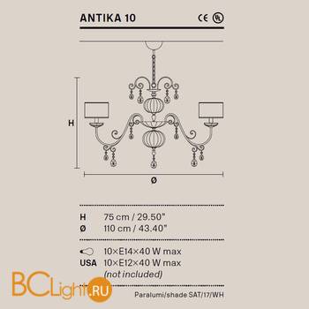 Люстра Masiero Antika 10 /G16/ SAT/17/WH - Схема
