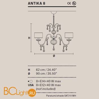 Люстра Masiero Antika 8 /G15/ SAT/17/WH - Схема