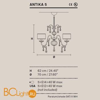 Люстра Masiero Antika 5 /G15/ SAT/17/WH - Схема