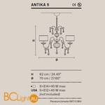 Люстра Masiero Antika 5 /G15/ SAT/17/WH - Схема
