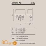 Настенный светильник Masiero Antika A2 /G15/ SAT/1-2/WH - Схема