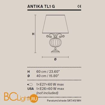 Настольная лампа Masiero Antika TL1 G /G15/ SAT/40/WH - Схема