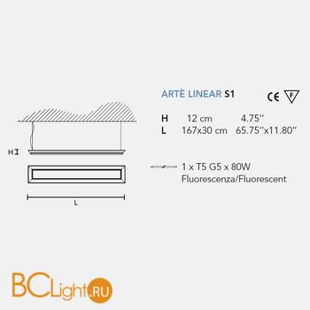 Подвесной светильник Masiero Arte LED Linear S1 GRF-S - Схема