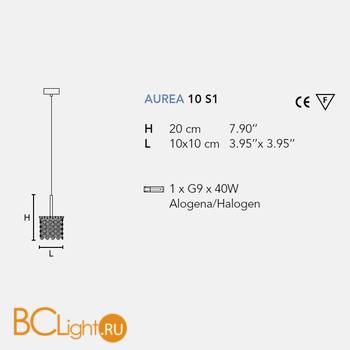 Подвесной светильник Masiero Aurea 10 S1 G04 /VI-RE/HALF CUT GLASS - Схема