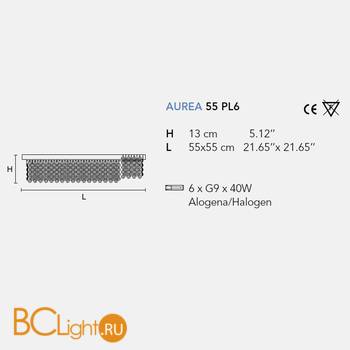 Потолочный светильник Masiero Aurea 55 PL6 G04 /TR-SA/CUT CRYSTAL - Схема
