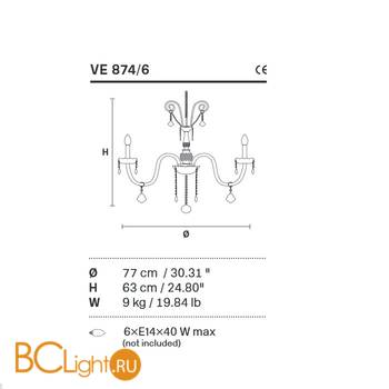 Люстра Masiero Bohemia VE 874/6 Cut - Схема
