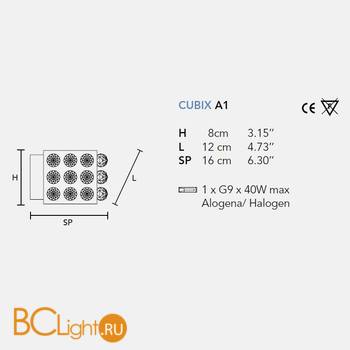 Настенный светильник Masiero Cubix A1 Swarovski ELEMENTS - Схема