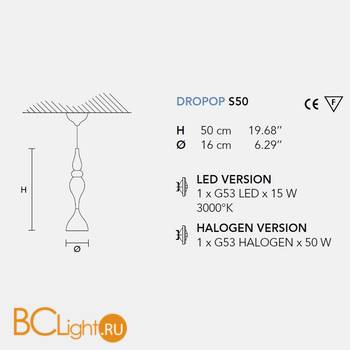 Подвесной светильник Masiero Dropop S50 GRP-S Halogen - Схема