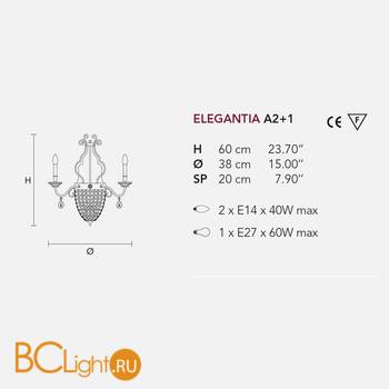 Бра Masiero Elegantia A2+1 G04-G06 Cut crystal - Схема