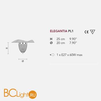 Потолочный светильник Masiero Elegantia PL1 G03-G05 Cut crystal - Схема