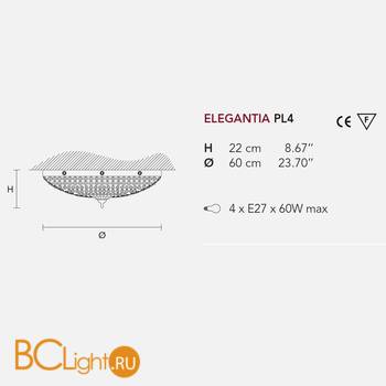Потолочный светильник Masiero Elegantia PL4 G03-G05 Cut crystal - Схема