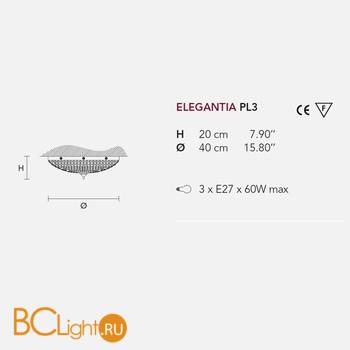 Потолочный светильник Masiero Elegantia PL3 G04-G06 Half cut glass - Схема