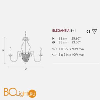 Люстра Masiero Elegantia 8+1 G03-G05 Half cut glass - Схема