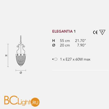Подвесной светильник Masiero Elegantia 1 G03-G05 CRYSTALS FROM SWAROVSKI - Схема