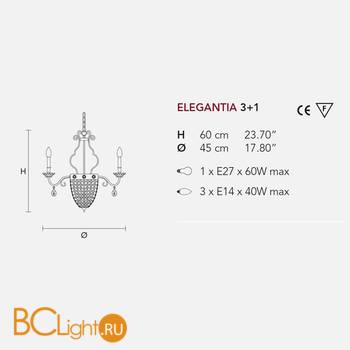 Люстра Masiero Elegantia 3+1 G03-G05 CRYSTALS FROM SWAROVSKI - Схема