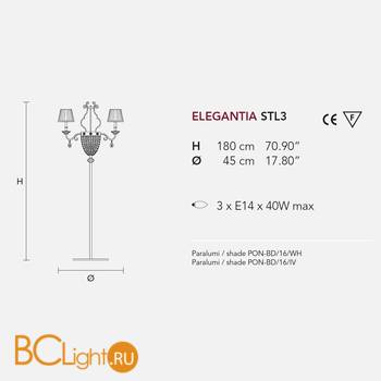 Торшер Masiero Elegantia STL3 G04-G06 / PON/16/WH Cut crystal - Схема